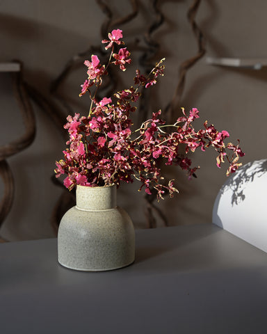 alissa coe studio dome ceramic vase 2 jade glaze fresh flowers orchids