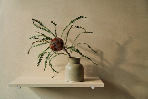 alissa coe studio dome ceramic vase jade glaze banksia fresh flower