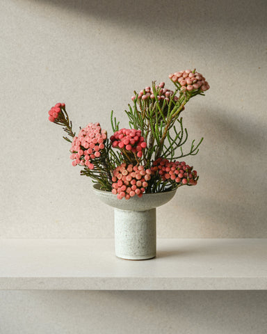 alissa coe studio pedestal ceramic vase jade glazed stoneware brunia fresh flowers