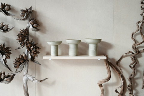 alissa coe studio pedestal ceramic vases jade glaze