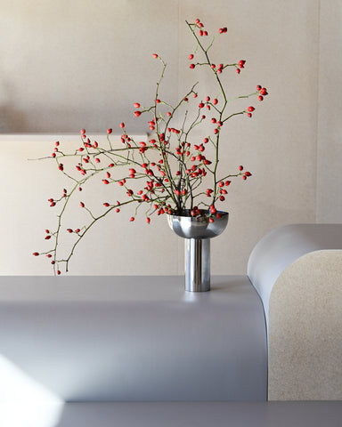 blomus miyabi metallic vase stainless steel rose hips