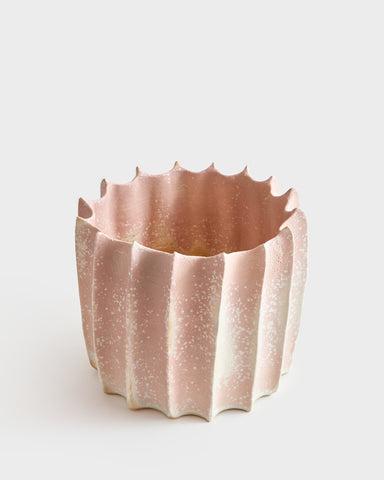 clam lab ceramic vase planter ridged pink