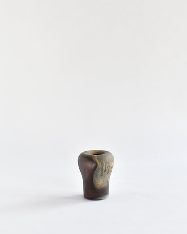 clam lab ceramic vase dark donut wood fired
