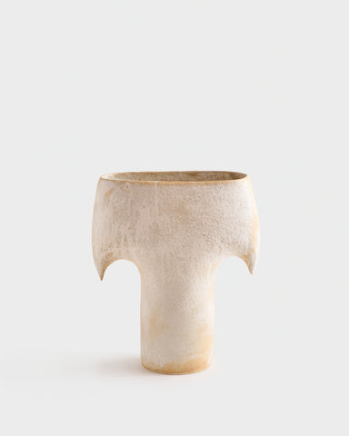 clam lab ceramic vase oval-winged titanium ash