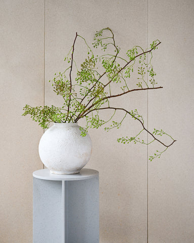 clam lab rough white moon vase ceramic rose hips