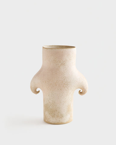 clam lab ceramic vase scroll handled titanium ash