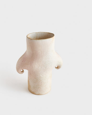 clam lab ceramic vase scroll-handled titanium ash