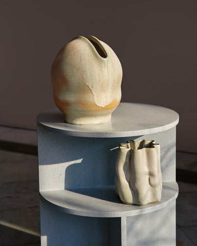 clam lab cream matte mouth ceramic vase