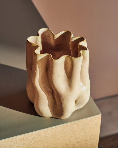 clam lab pink wavy ceramic vase