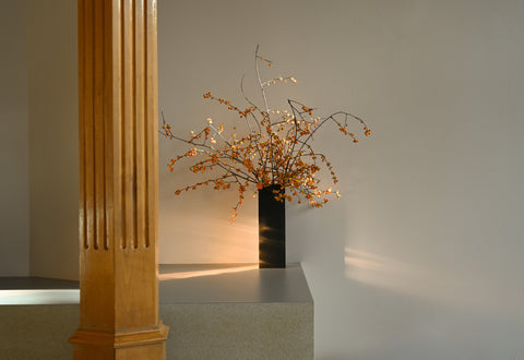 dried flowers american bittersweet vine bunch ashley botten design potter vessel blackened steel