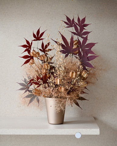 dried tumbler arrangement large japanese maple smokebush fritillaria cress