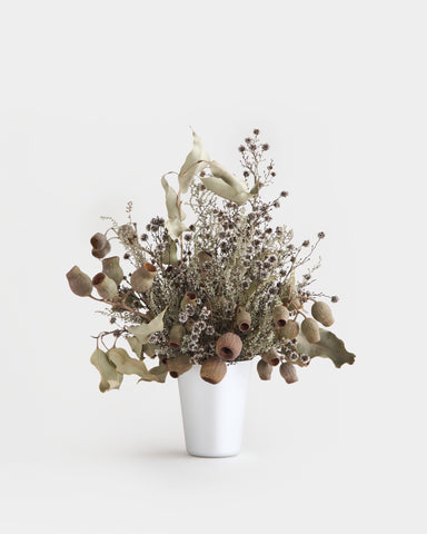 dried flowers tumbler arrangement large silver stillingia