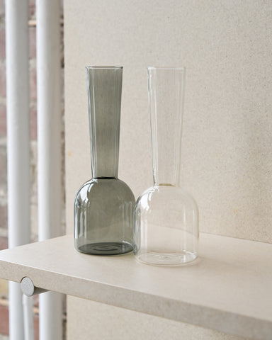 gather vase a clear grey glass