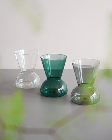 gather vase b clear green grey glass