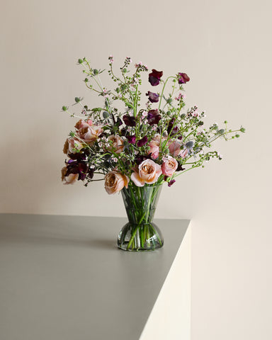 gather vase b grey glass fresh flowers