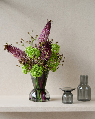 gather vase solo b with c and e vases grey glass fresh flowers