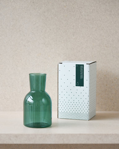 gather vase c green glass with packaging