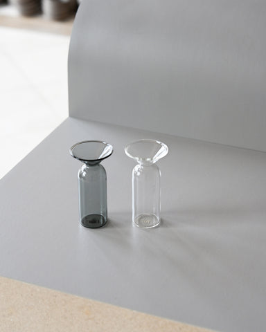 gather vase d grey clear glass