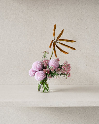 gather vase solo e clear glass fresh flowers