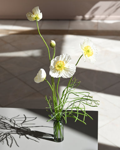 gather vase d grey glass fresh flowers