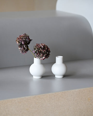 raawii strom vase miniature vaporous grey ceramic with dried hydrangea