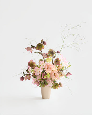 fresh flowers metal tumbler arrangement bronze